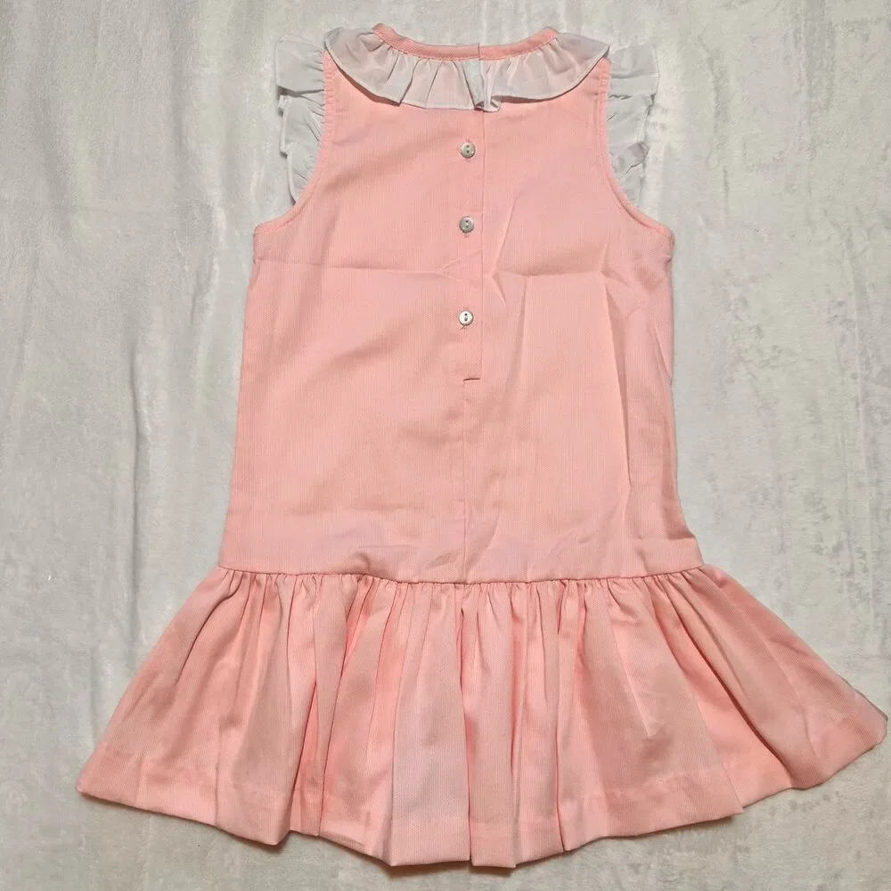 NWOT Southern Sunshine pink drop waist dress with ruffle collar & sleeve 4